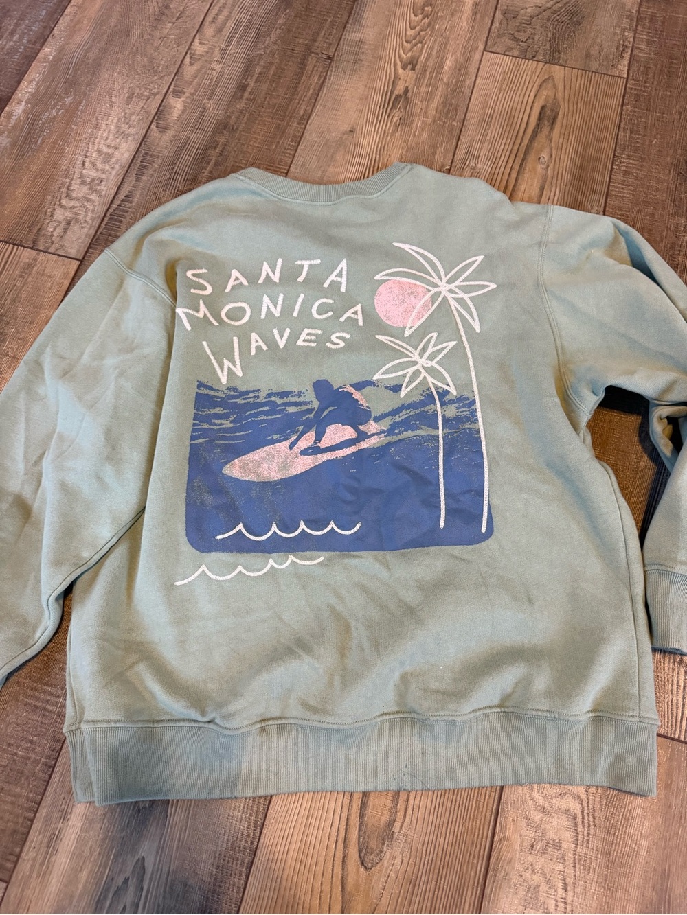 Light Sage Green Graphic Crewneck Sweatshirt -oversized - Picture 2 of 3